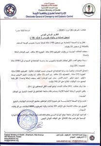 السودان :43حالة إصابة جديدة بفيروس كورونا و3 وفيات