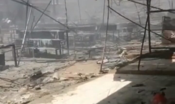 بالفيديو : احتراق سوق بحري المحطة الوسطى جراء الإشتبكات المسلحة