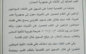 القنصلية المصرية تعلن طريقة جديدة للحصول على التأشيرة