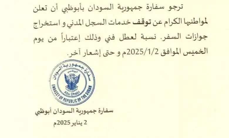 توقف إستخراج جوازات السفر للسودانيين في الإمارات