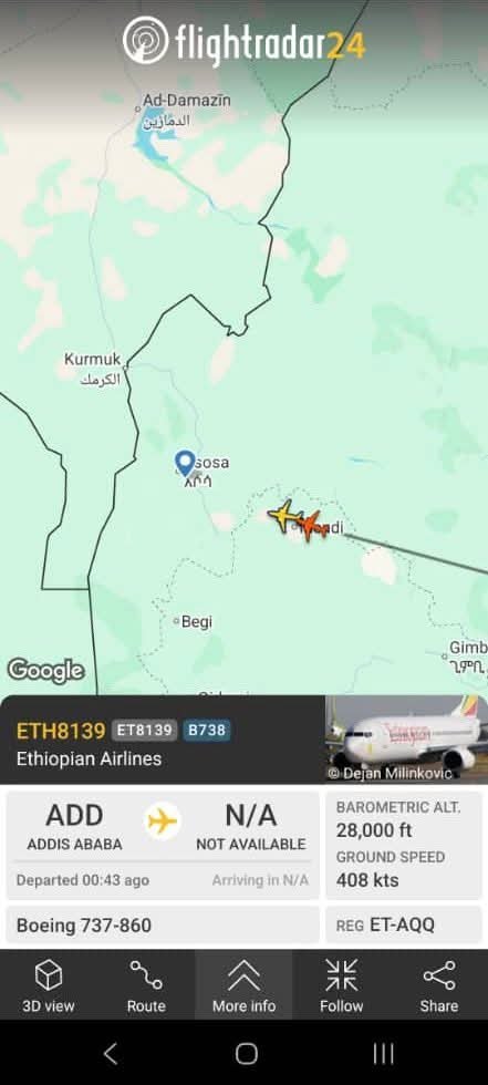 الخطوط الجوية الإثيوبية تنقل جنود مقاتلين من قوات الدعم السريع وتتبع رحلات طيران يكشف المستور الخطوط الجوية الإثيوبية تنقل جنود مقاتلين من قوات الدعم السريع وتتبع رحلات طيران يكشف المستور